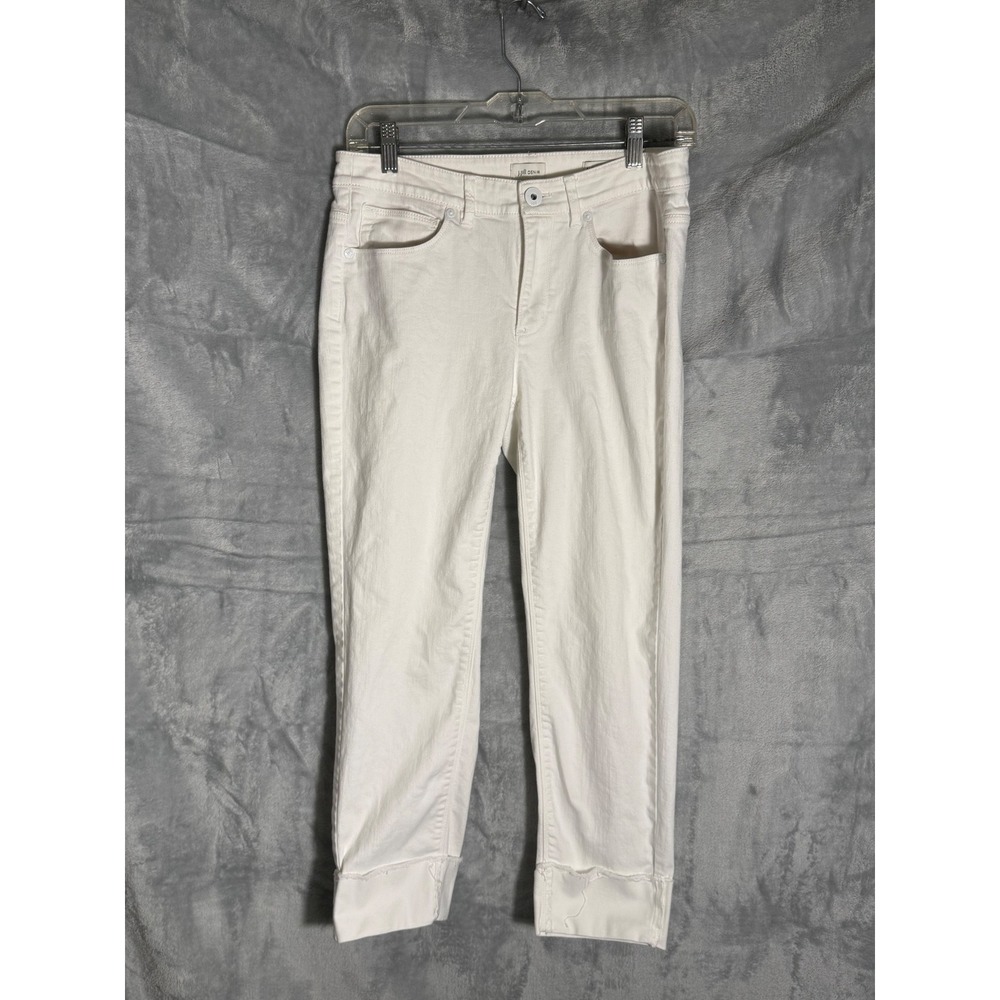 J. Jill Denim‎ Authentic Fit White Cropped Cuffed Jeans Womens Size 6 Straight